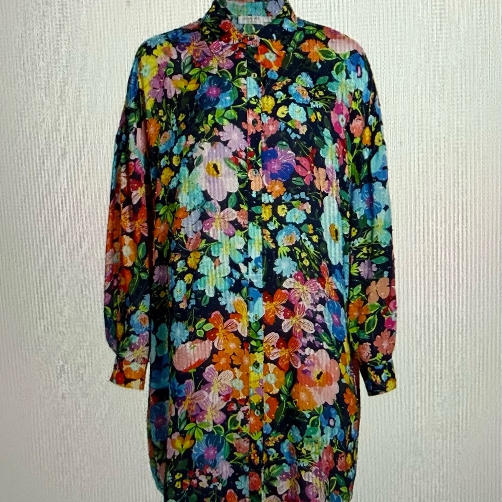 Johnny Was Long Shirt Dress- Wild Bloom- SM - Picture 7 of 7